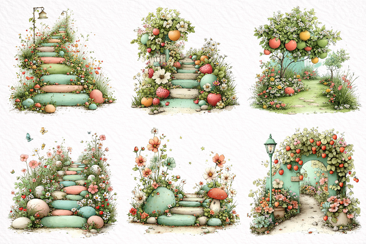 Whimsical Summer Pathway Clipart, an Illustration by DreamArtGraphic (Photo 4 of 8)
