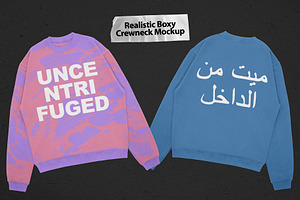 Realistic Boxy Crewneck Mockup