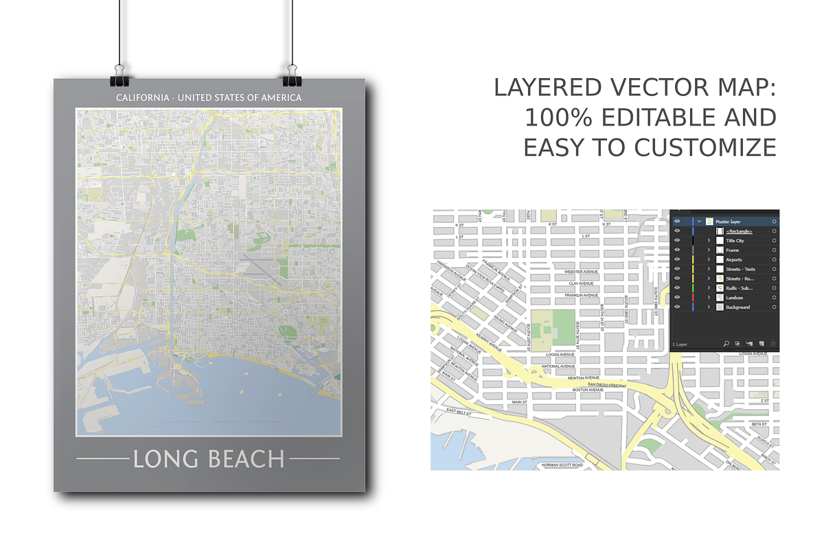 Long Beach Street Map - City Map, an Education Illustration by Cartorical (Photo 2 of 3)