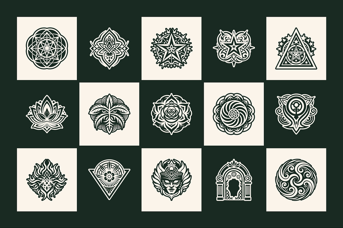 Deco Tattoo and Symbols Art Set, a Solid Icon by Creative Stall (Photo 6 of 8)