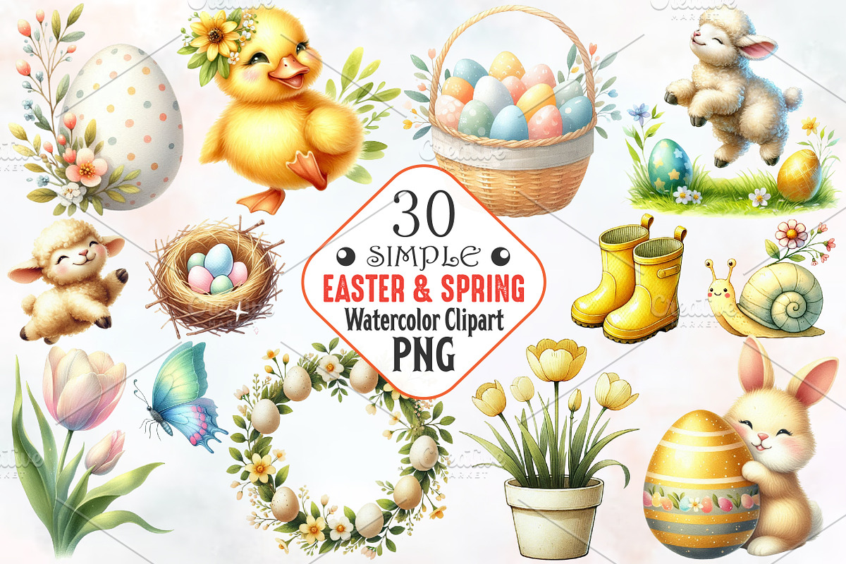 Simple Easter & Spring Clipart, an Illustration by RobertsArt (Photo 1 of 7)