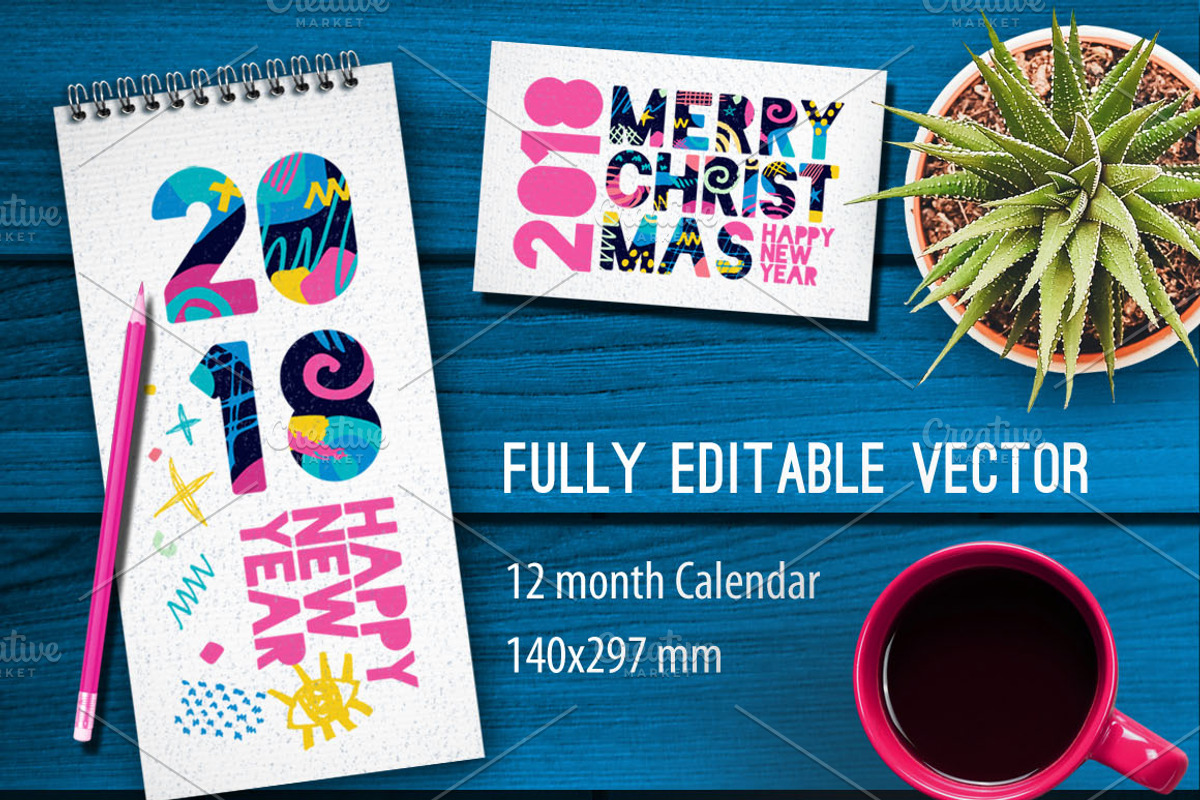 2018 New Year Christmas Bundle, a Stationery Template by Iraida_Bearlala (Photo 2 of 7)