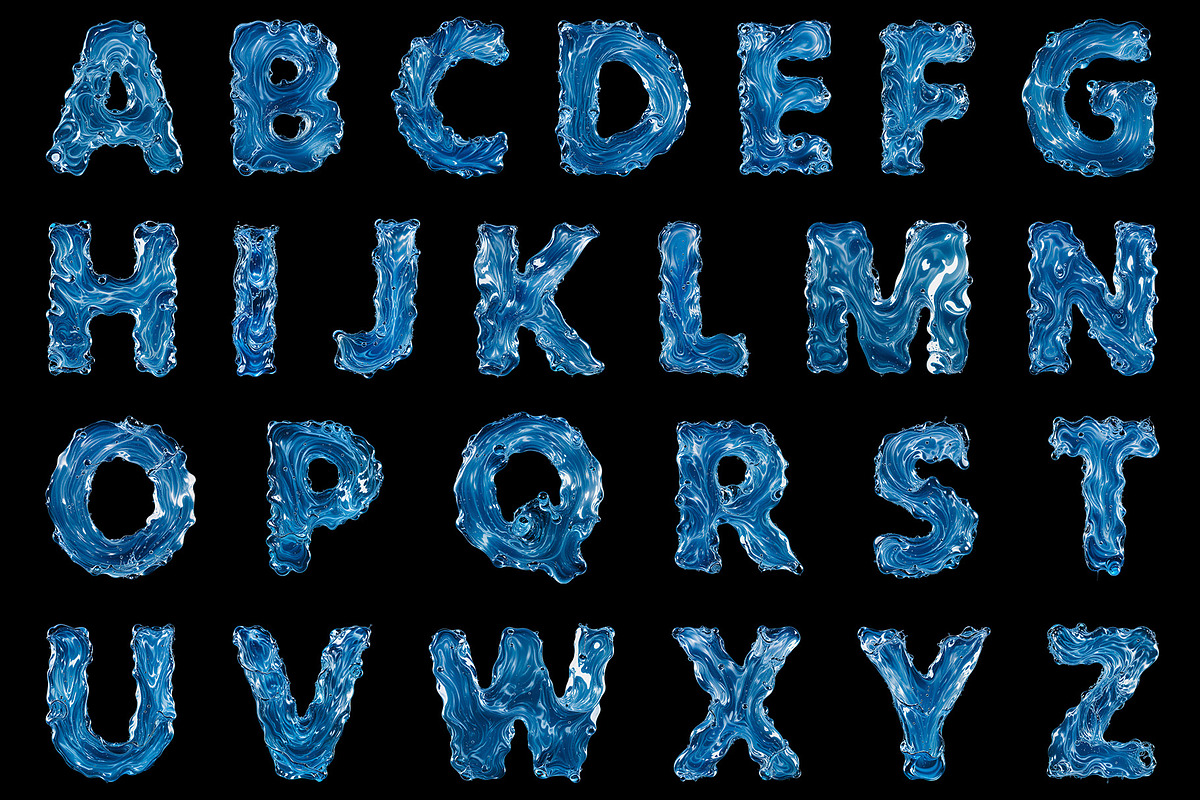 Liquid Water 3D Letters Set, an Object Graphic by Kotulsky Mockups (Photo 3 of 6)