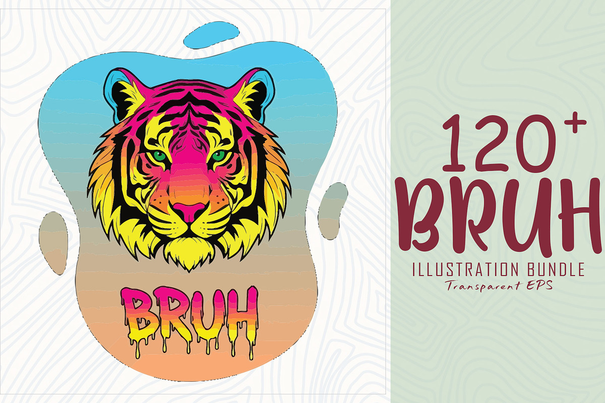 Neon vector illustration tiger head, a Decorative Illustration by Sofia's Fashion (Photo 1 of 4)