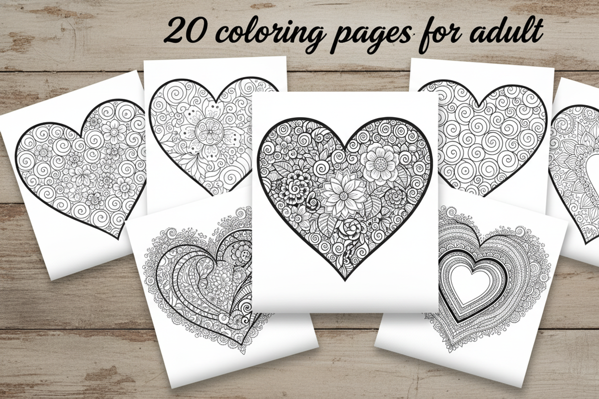 20 Adult Coloring Pages PDF Book, an Illustration by Amazin_art (Photo 1 of 5)