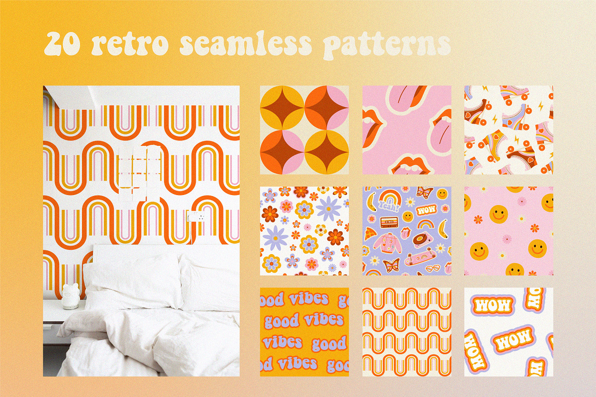 BUNDLE Retro groovy 70s - 5 in 1, an Object Graphic by lokko studio