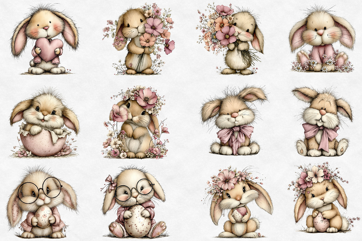 Whimsical Easter Bunny Clipart, an Illustration by Designworld (Photo 3 of 6)