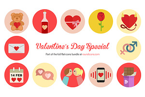 Valentine's Day Flat Icons