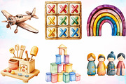 Watercolor Wooden Toys Clipart PNG, an Illustration by Canvas Craft (Thumbnail 4 of 5)