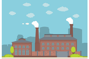 Old vintage factory building.