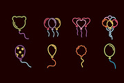 Neon Balloon Icon Set, an Outline Icon by studiogstock (Thumbnail 3 of 3)