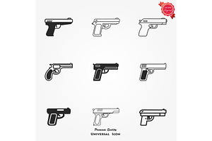 Pistol Gun Icon Vector Illustration