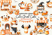 Cute Ghost Cafe, a Seasonal Illustration by Anna Design Studio (Thumbnail 1 of 13)