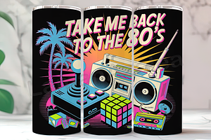 Retro 80s Neon 20oz Tumbler Wrap, an Arts & Entertainment Photo by LamanAzalea