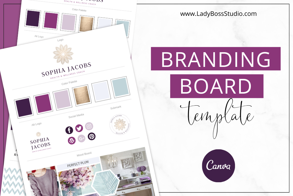 Brand Board Template Canva Plum, a Branding & Logo Template by Lady ...