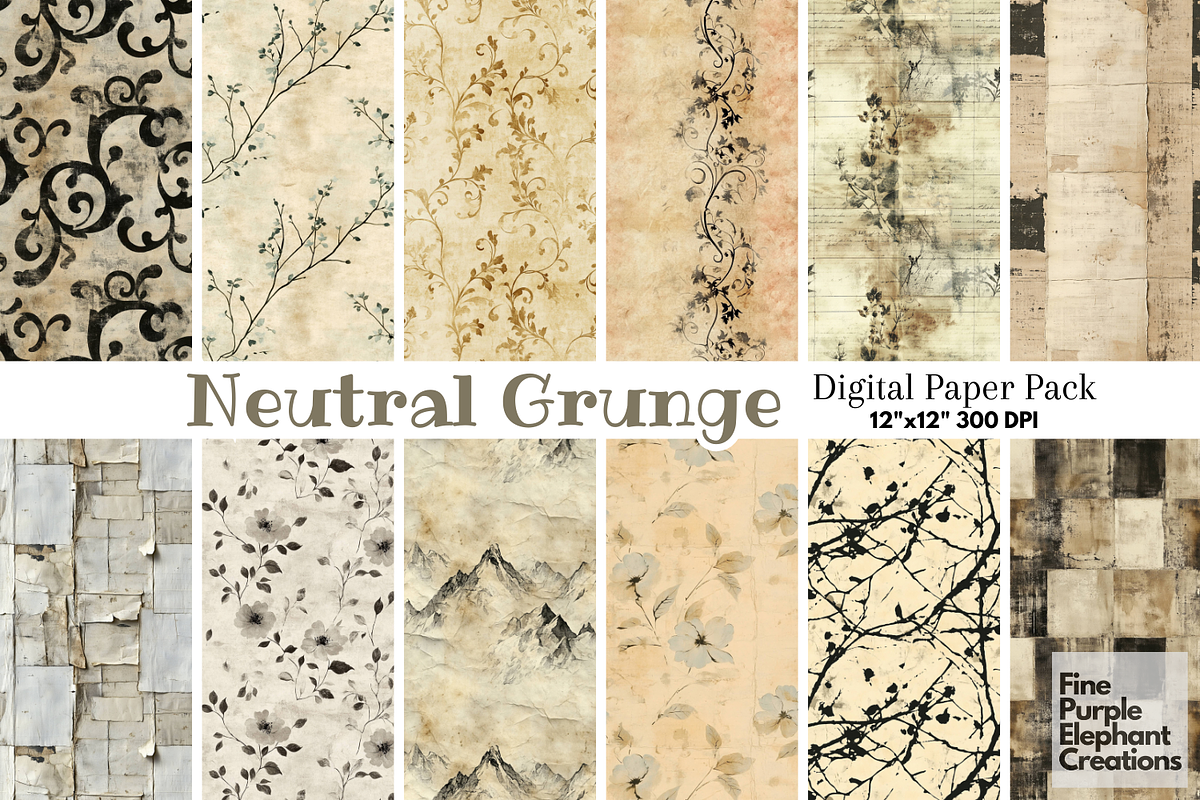 Neutral Grungy Vintage Distressed, a Pattern Graphic by Fine Purple Elephant (Photo 1 of 5)