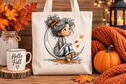 Cozy Autumn Watercolor Girls, a Seasonal Illustration by CreationArt (Thumbnail 4 of 6)