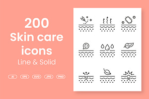 Skin Care Solid and Line Icons Set, a Solid Icon by Vector Creator