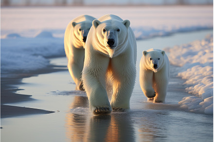 Polar bears snow arctic walking, an Animal Photo by Ylivdesign
