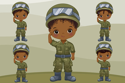 Vector Cute Little Black Soldier