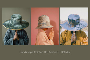 Landscape Painted Hat Portraits, a Decorative Illustration by StockVerse Creative