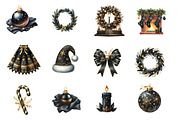 Luxury Black Christmas Clipart, an Illustration by Designworld (Thumbnail 3 of 6)