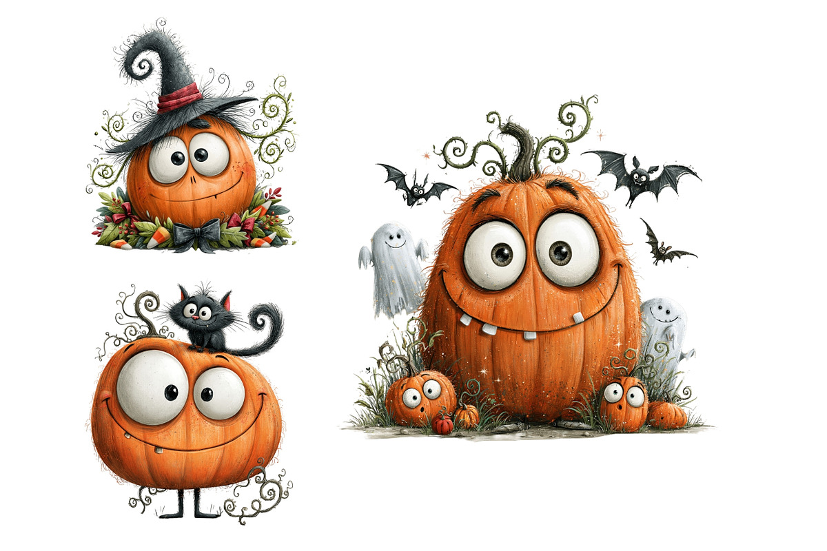 Whimsical Quirky Pumpkins PNG, an Animal Illustration by Nicolle's Colorful Art (Photo 5 of 5)