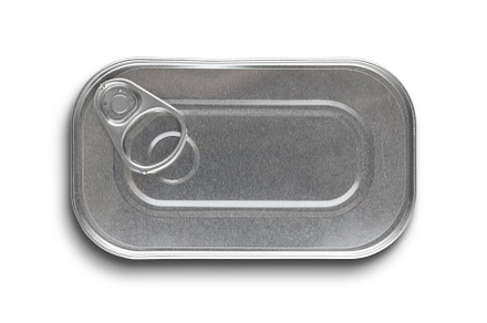 Blank sardine tin can isolated on white background, a Food & Drink Photo by GoodGoods