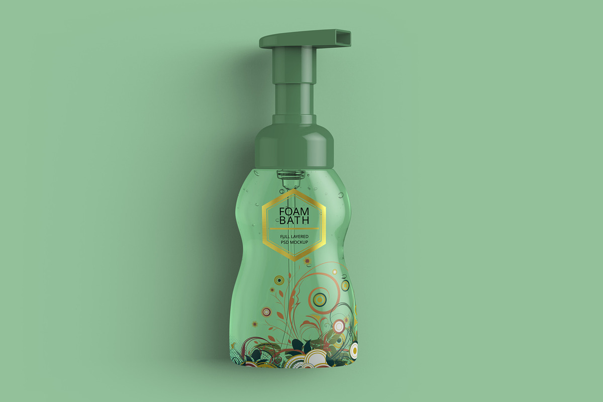 Foaming Cosmetic Bottle Mockup, a Cups & Container Mockup by Digitalphaser (Photo 8 of 8)