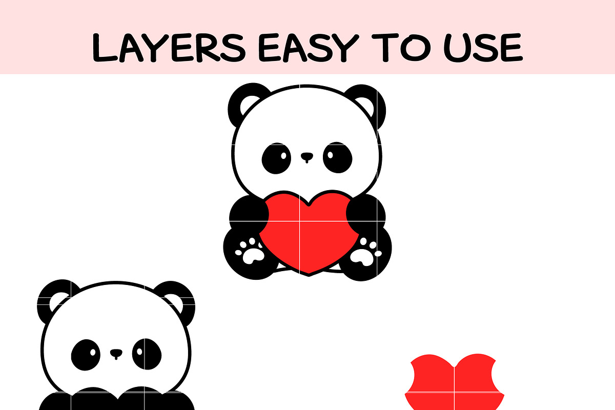 Cute Panda with Heart SVG | Kawaii V, an Illustration by TheHitShop (Photo 5 of 10)