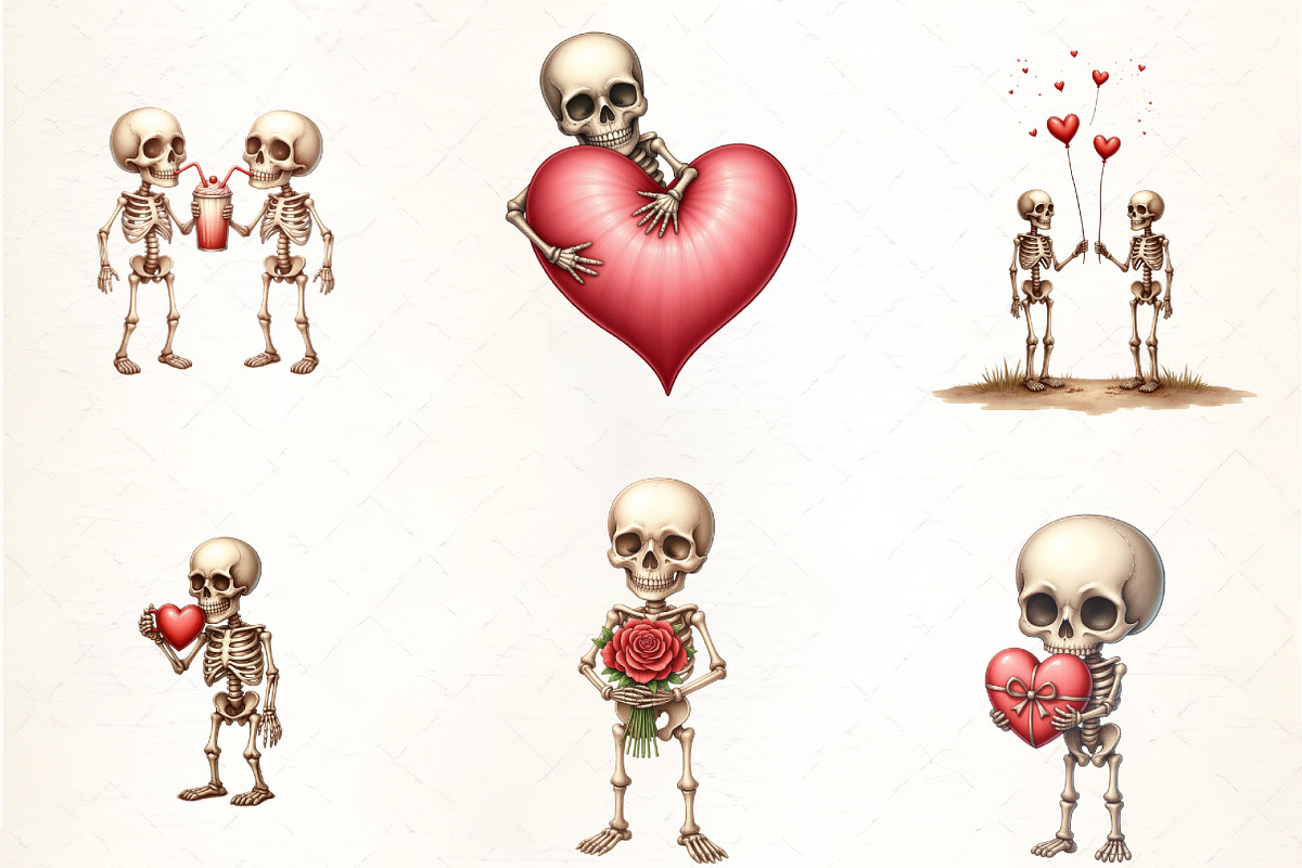 Skeleton Valentine Sublimation Clipa, an Illustration by CrexoraLab (Photo 2 of 5)