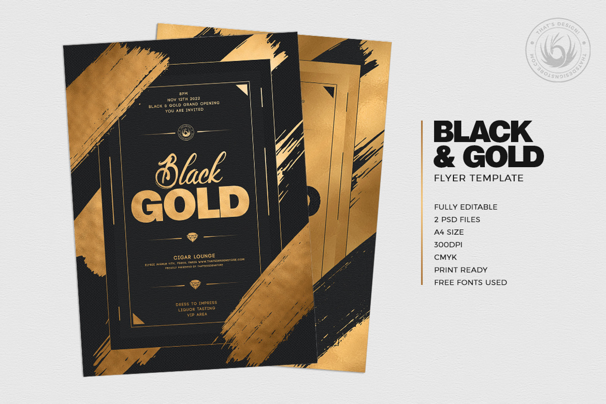Black and Gold Flyer Template V15, a Flyer Template by ThatsDesignArt (Photo 2 of 7)
