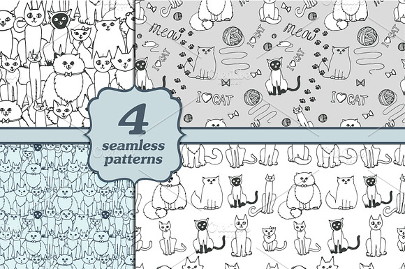 seamless pattern with cats preview 6