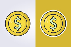 colored outline dollar coin icon, a Branding & Logo Template by Lodzrov