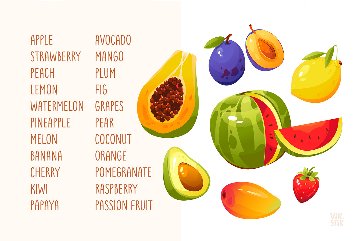 Fruits Vector Collection, a Food Illustration by vik.stock (Photo 4 of 4)