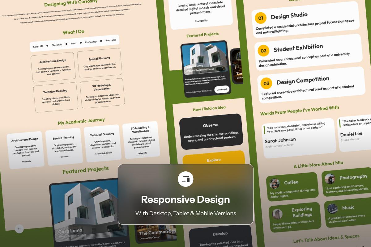 Mia Student Portfolio Landing Page, an App Template by twinstd (Photo 3 of 5)