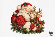 Christmas Santa PNG, Cute Reindeer, a Seasonal Illustration by Craft Nest (Thumbnail 1 of 6)