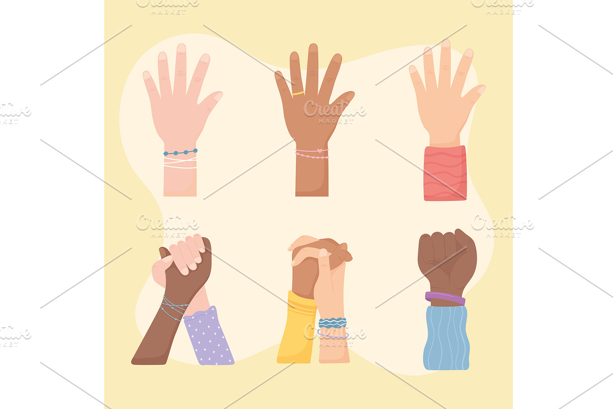 hands against racial discrimination, a Person Illustration by studiogstock