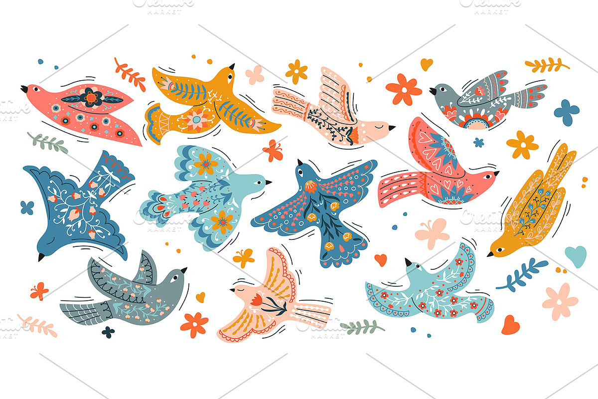 Folk ethnic scandinavian birds, an Animal Illustration by Vector Tradition (Photo 1 of 3)