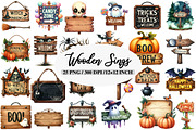 Halloween Wooden Sings Clipart, an Illustration by Daily.Designs (Thumbnail 1 of 5)