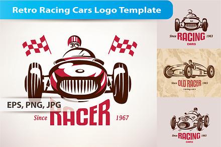 Retro Racing Cars Logo Template