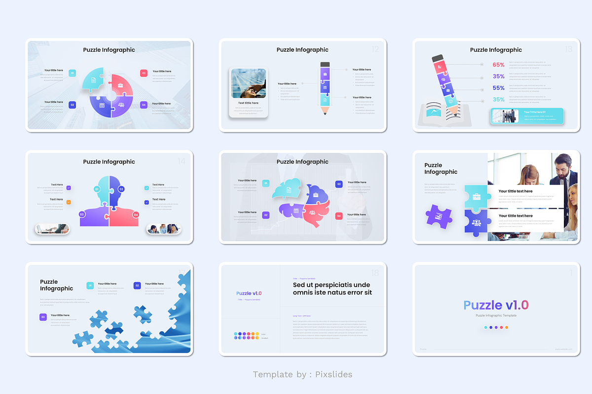 Puzzle Infographic PowerPoint, a Presentation Template by Pixslides (Photo 3 of 4)