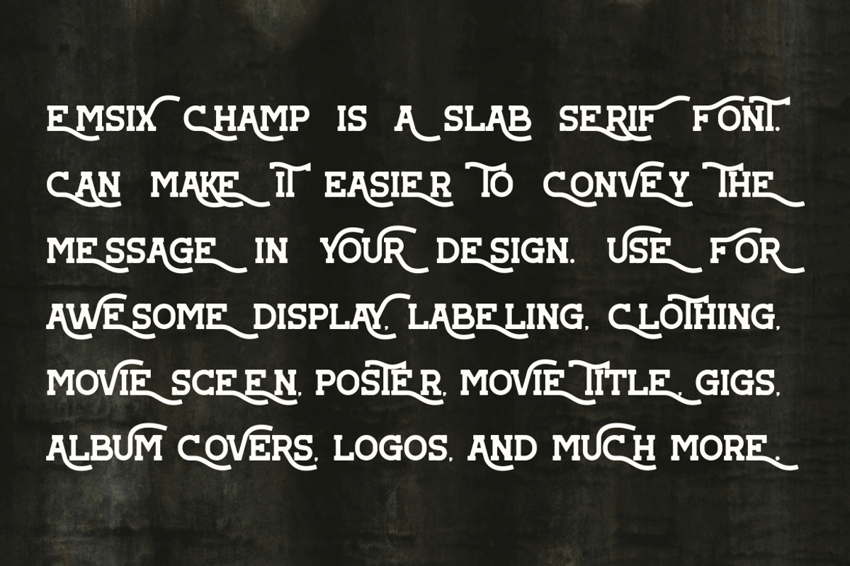 Emsix Champ - Vintage Retro Font, a Slab Serif Font by Viswal Studio (Photo 2 of 12)