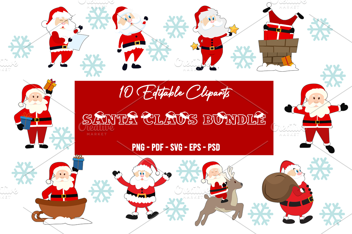 Santa Claus Bundle - 10 Cliparts, an Object Graphic by Expose_Adam