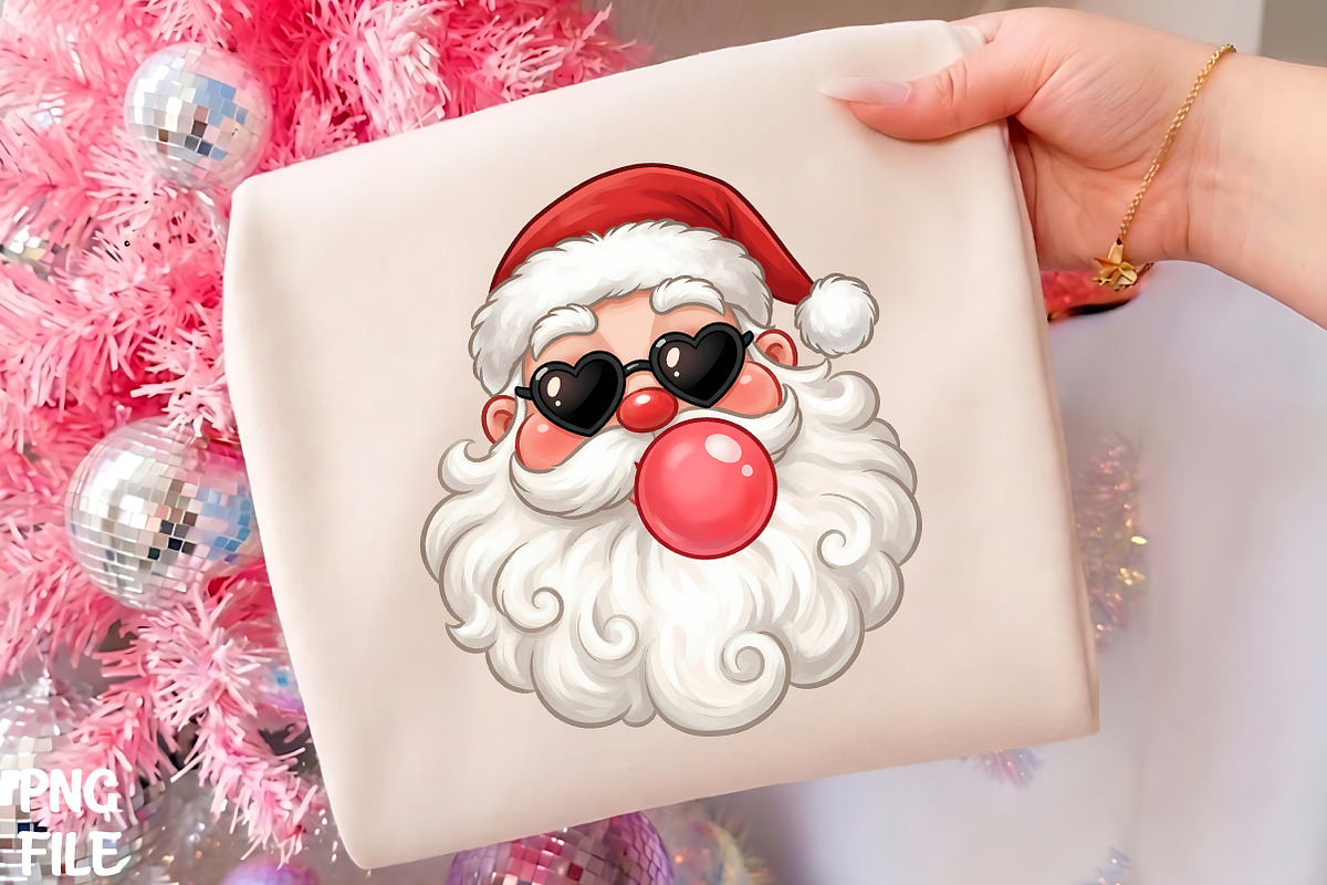 Cool Santa Sunglasses Bubblegum PNG, a Seasonal Illustration by CrexoraLab (Photo 1 of 4)
