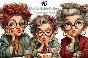 Whimsical Old Lady Birthday Clipart, an Illustration by Craft Nest (Thumbnail 1 of 12)