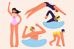 Cream Swimming Tournament Illustrati, a Sport Illustration by graphicook