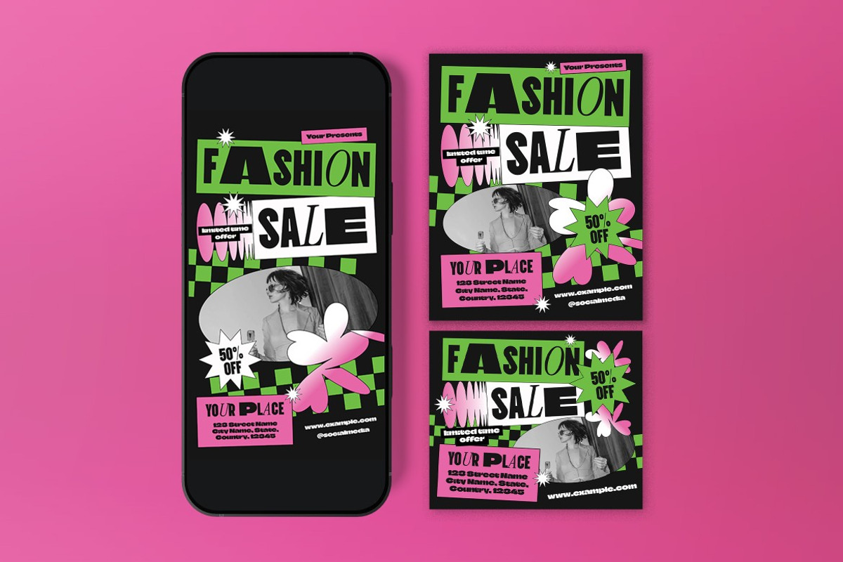 Black Pink Fashion Sale Flyer Set, a Flyer Template by graphicook (Photo 3 of 3)