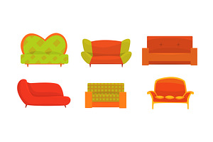 Sofas and Couches Vector Set, an Object Illustration by TopVectors