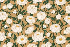 Peonies, Floral Seamless Patterns